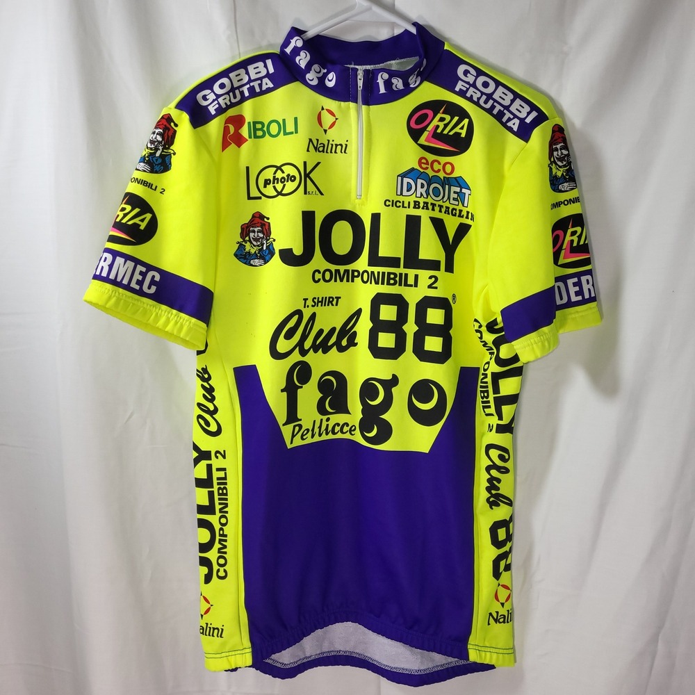 Vintage Nalini Jolly Componibili Club 88 Cycling Jersey Mens 6 Neon Yellow‎ 90s